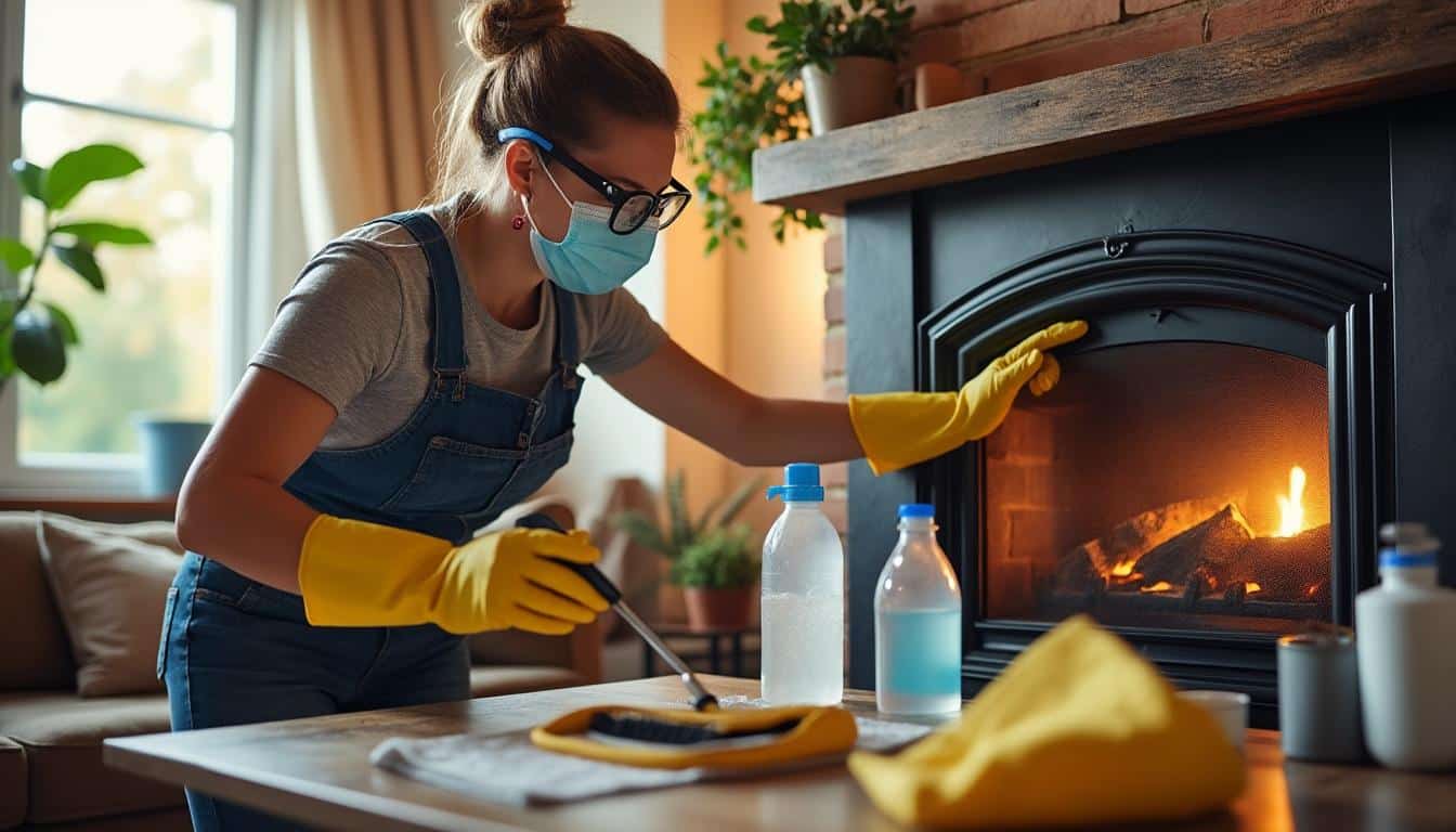 Illustration: Précautions à prendre avant de nettoyer la pierre de cheminée noircie