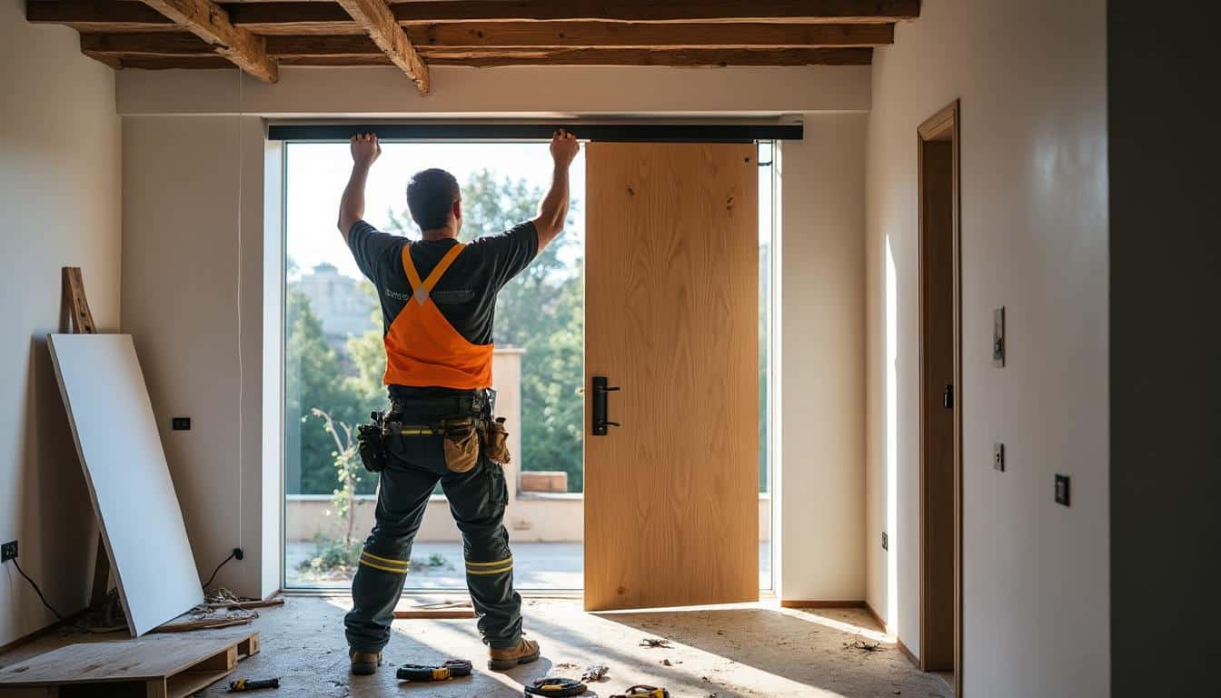 Illustration: Fonctionnement et composition d’un système de porte coulissante à galandage