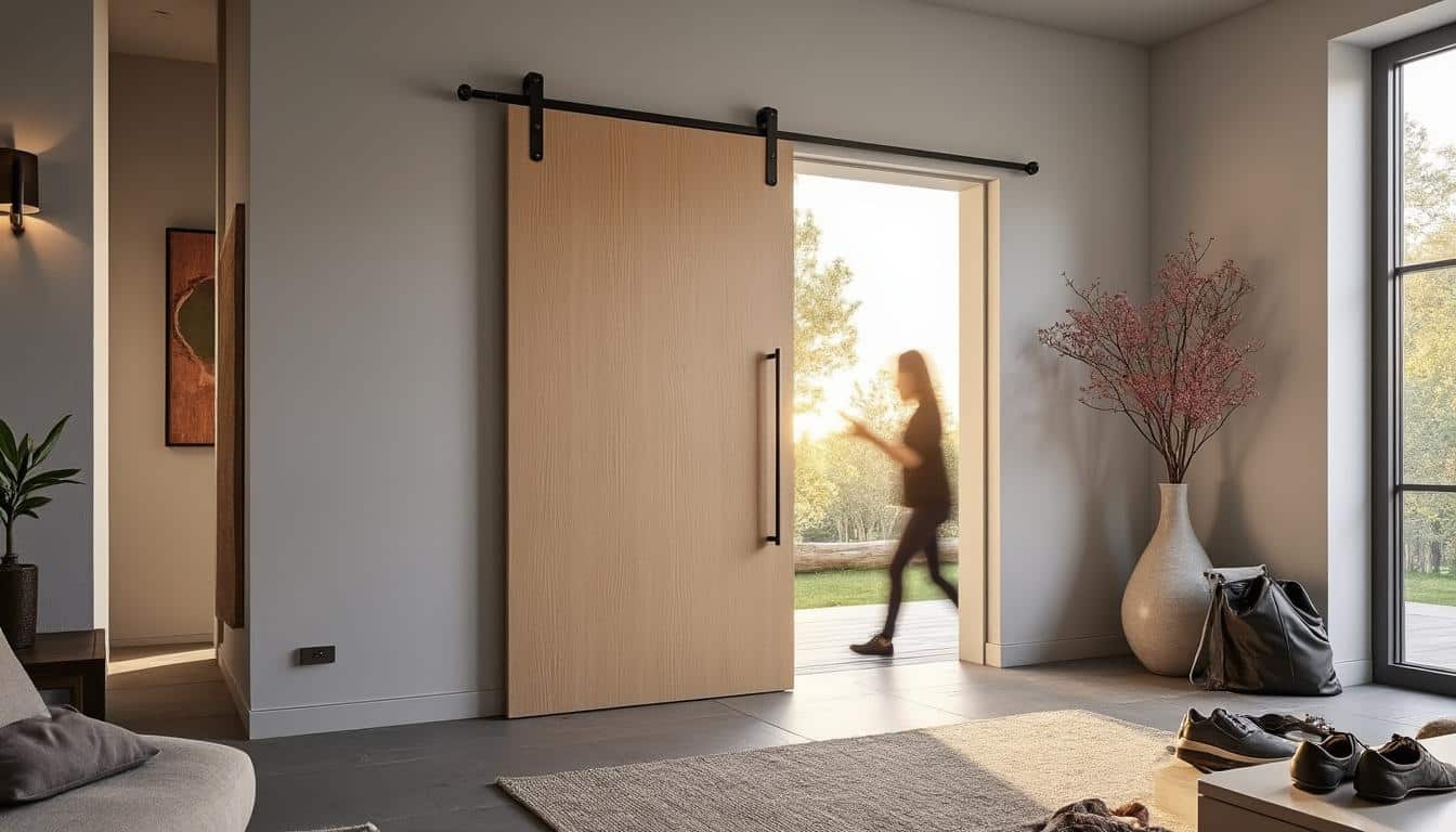 Illustration: Définition et particularités de la porte coulissante suspendue sur rail