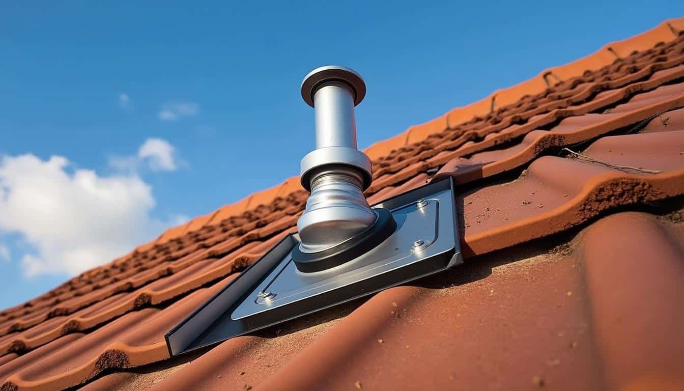 Illustration: Composition et éléments constitutifs d’une sortie de VMC sur toiture en tuiles