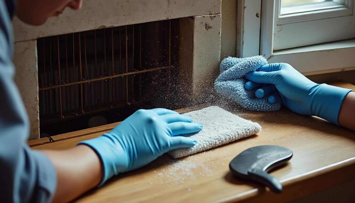 L'entretien d'une bouche de foyer avec une grille de protection